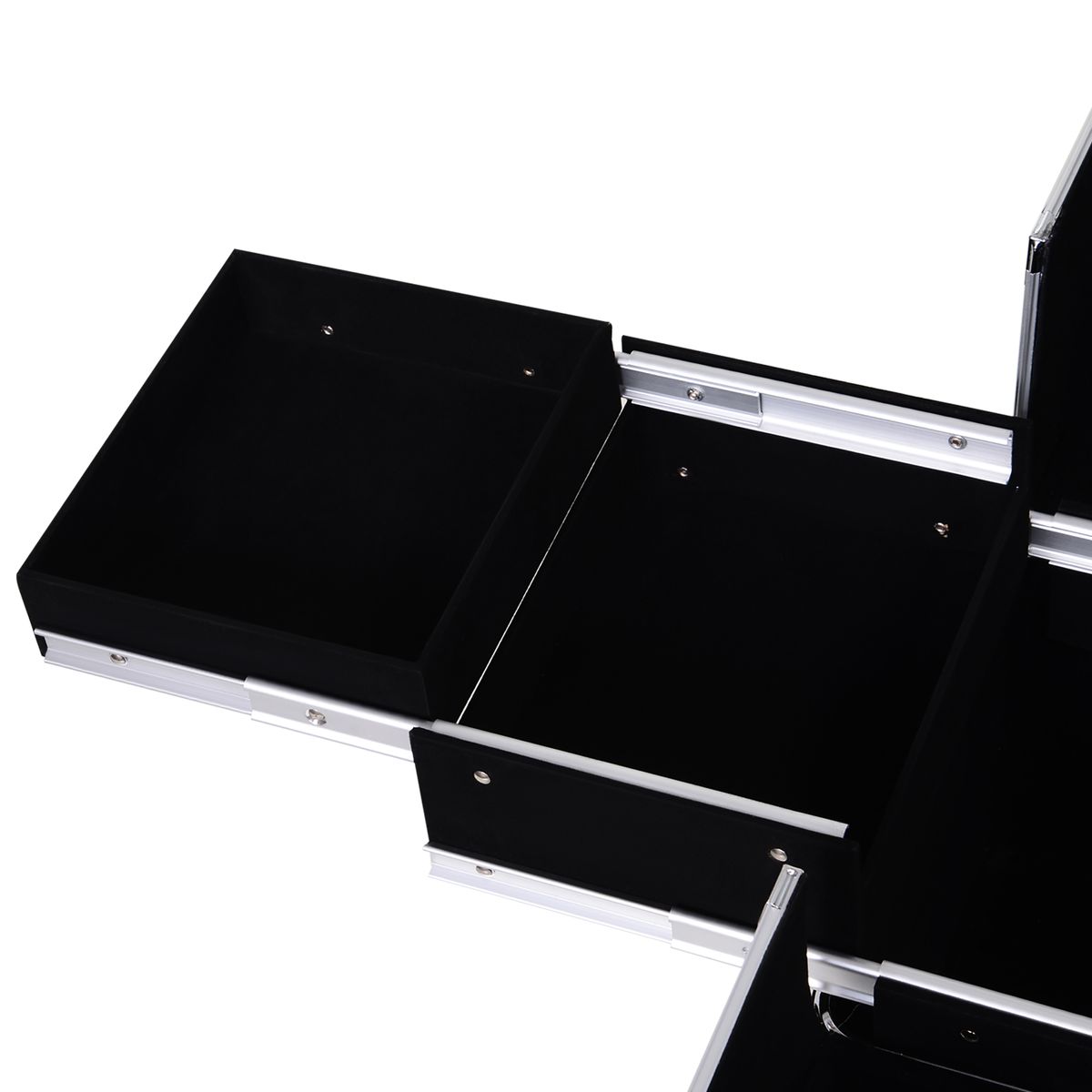 Maletín de maquillaje Homcom ruedas + asa negro 62x34x25 cm