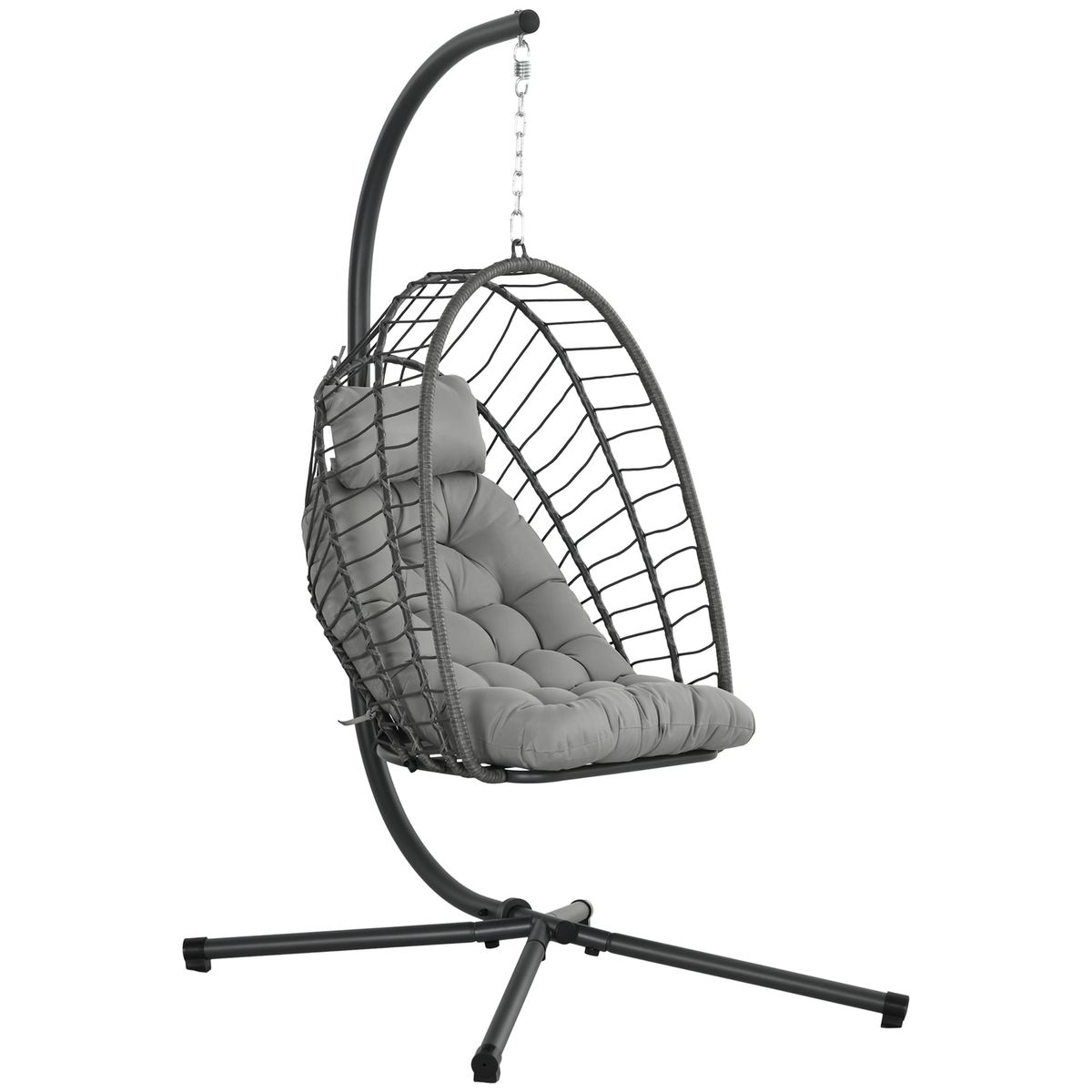 Silla colgante Passia Outsunny 2 cojines gris oscuro 194x100x131 cm