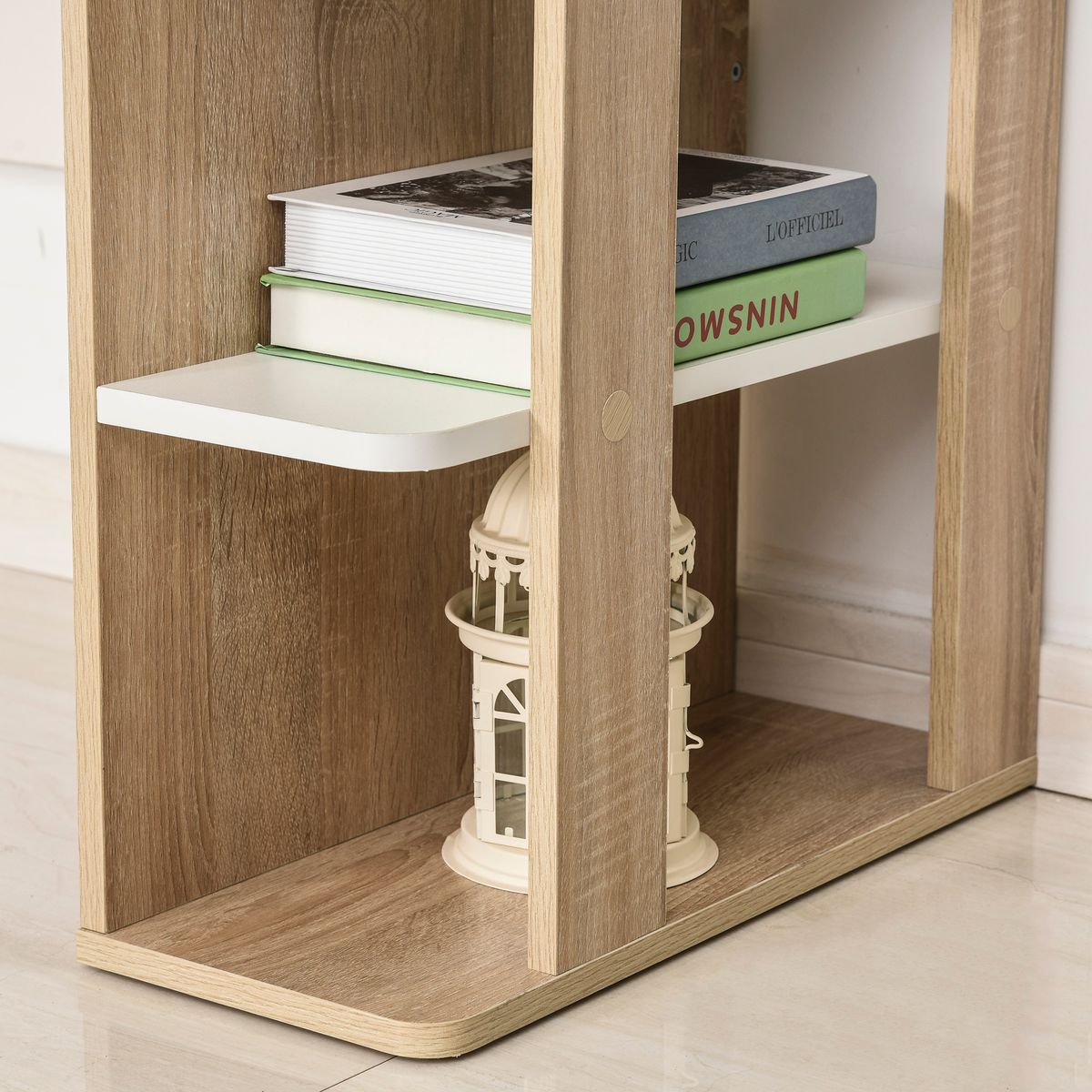Escritorio Tadeo Homcom 3 estantes laterales blanco/madera 74x100x55 cm 8