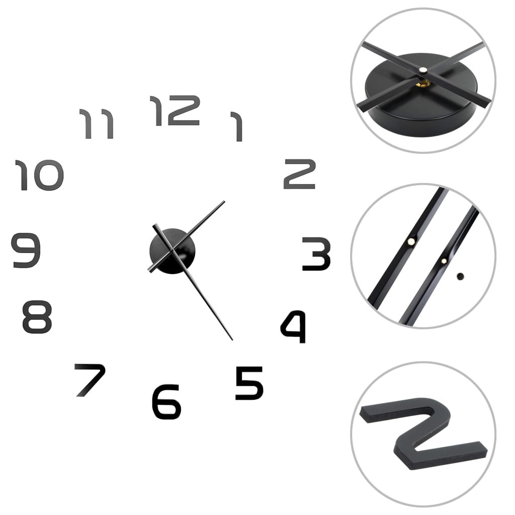 Reloj 3D de pared diseño XXL negro Ø100 cm