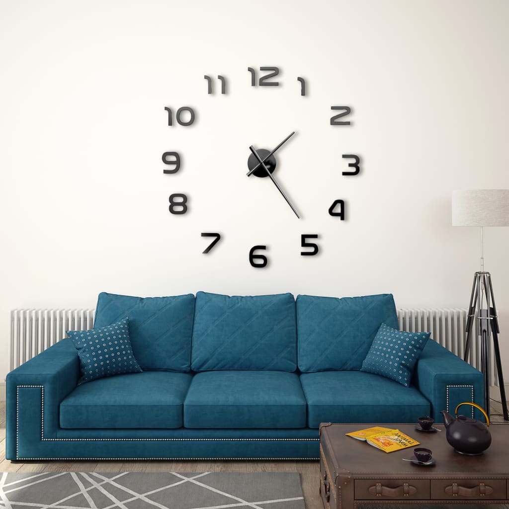Reloj 3D de pared diseño XXL negro Ø100 cm