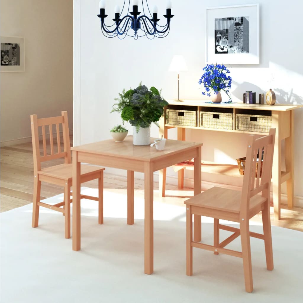 Conjunto de comedor Soho 2 sillas + mesa madera de pino natural