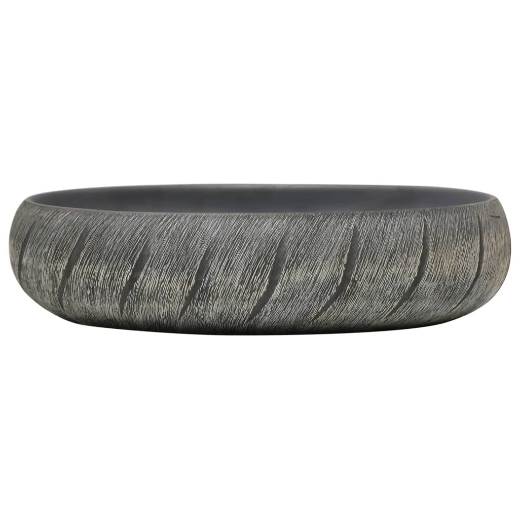 Lavabo de encimera Livha ovalado cerámica negro/gris 15x59x40 cm