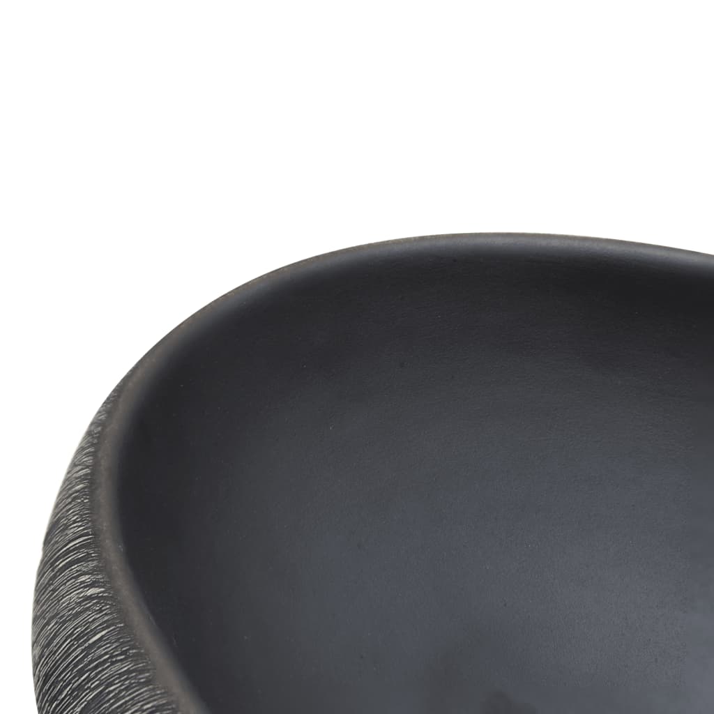 Lavabo de encimera Livha ovalado cerámica negro/gris 15x59x40 cm