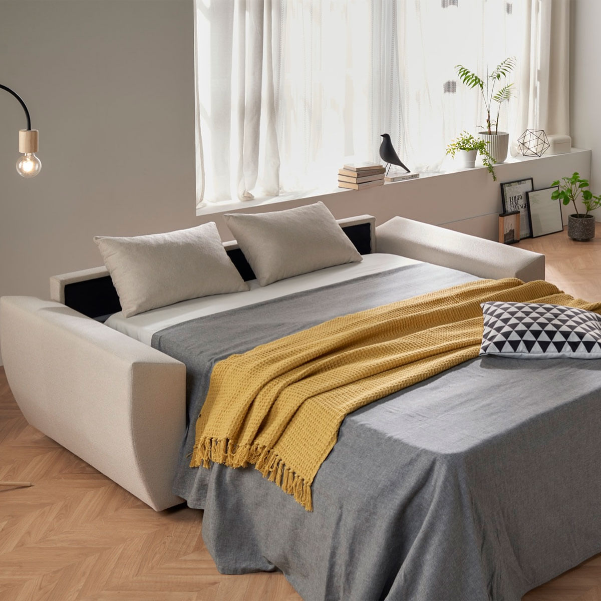 Sofá cama Mónaco 3 plazas colchón Visco Royal beige 96x200x102 cm 3