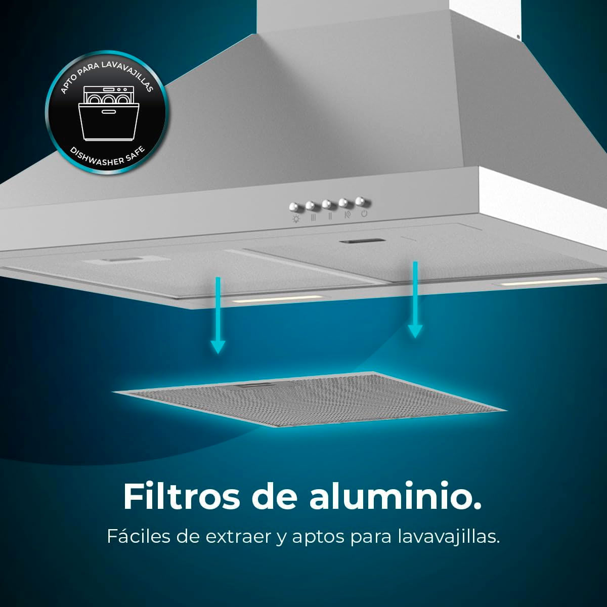 Campana piramidal Cecotec Bolero Flux PM 606500 Inox A 165W inox 60 cm 8