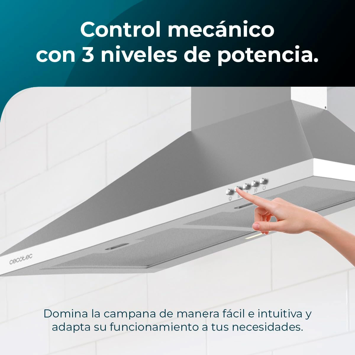 Campana piramidal Cecotec Bolero Flux PM 603500 Inox B 65W inox 60 cm 6