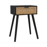Mesita-de-noche-Freya-con-cajon-negro-natural-60x40x30-cm-frontal