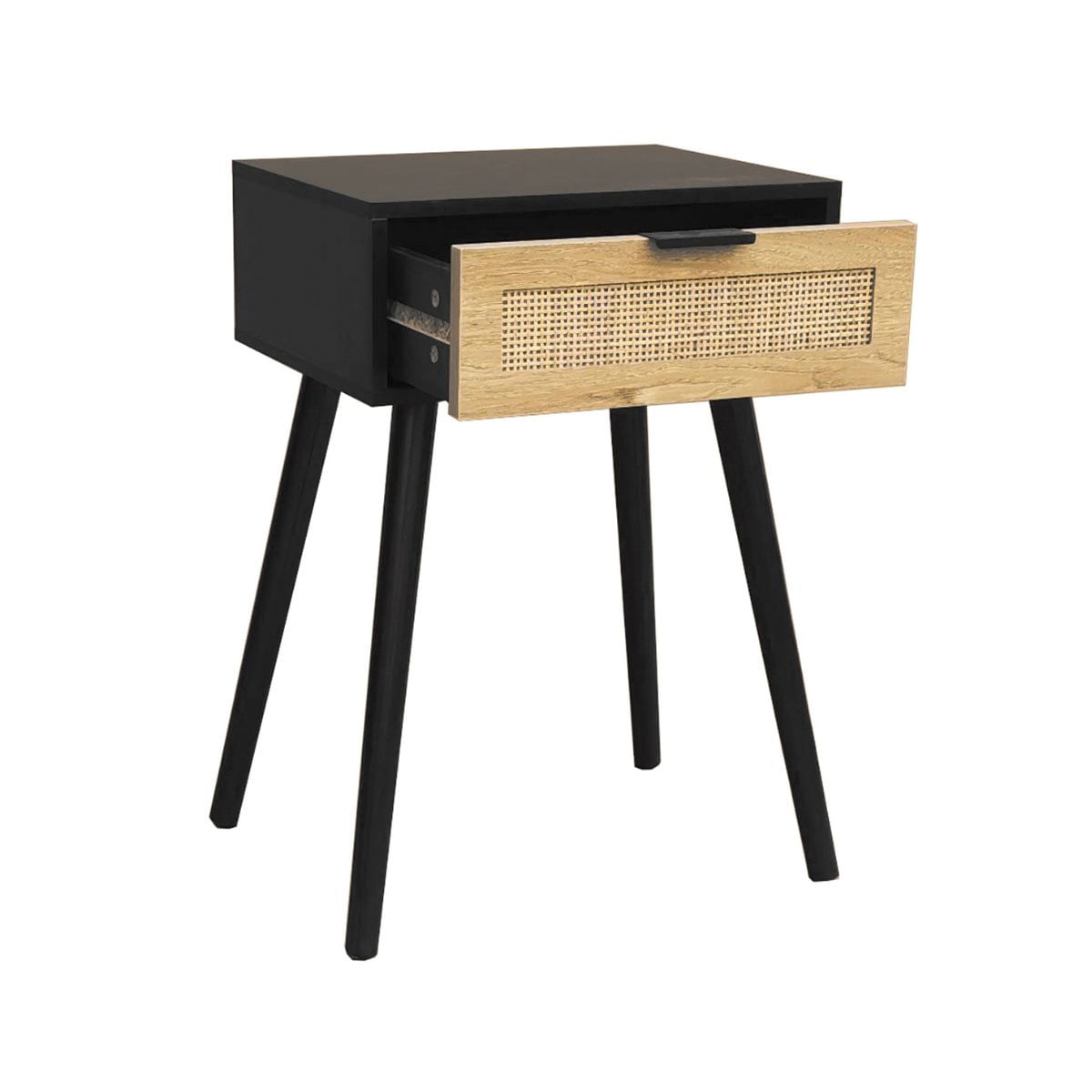 Mesita-de-noche-Freya-con-cajon-negro-natural-60x40x30-cm-lateral