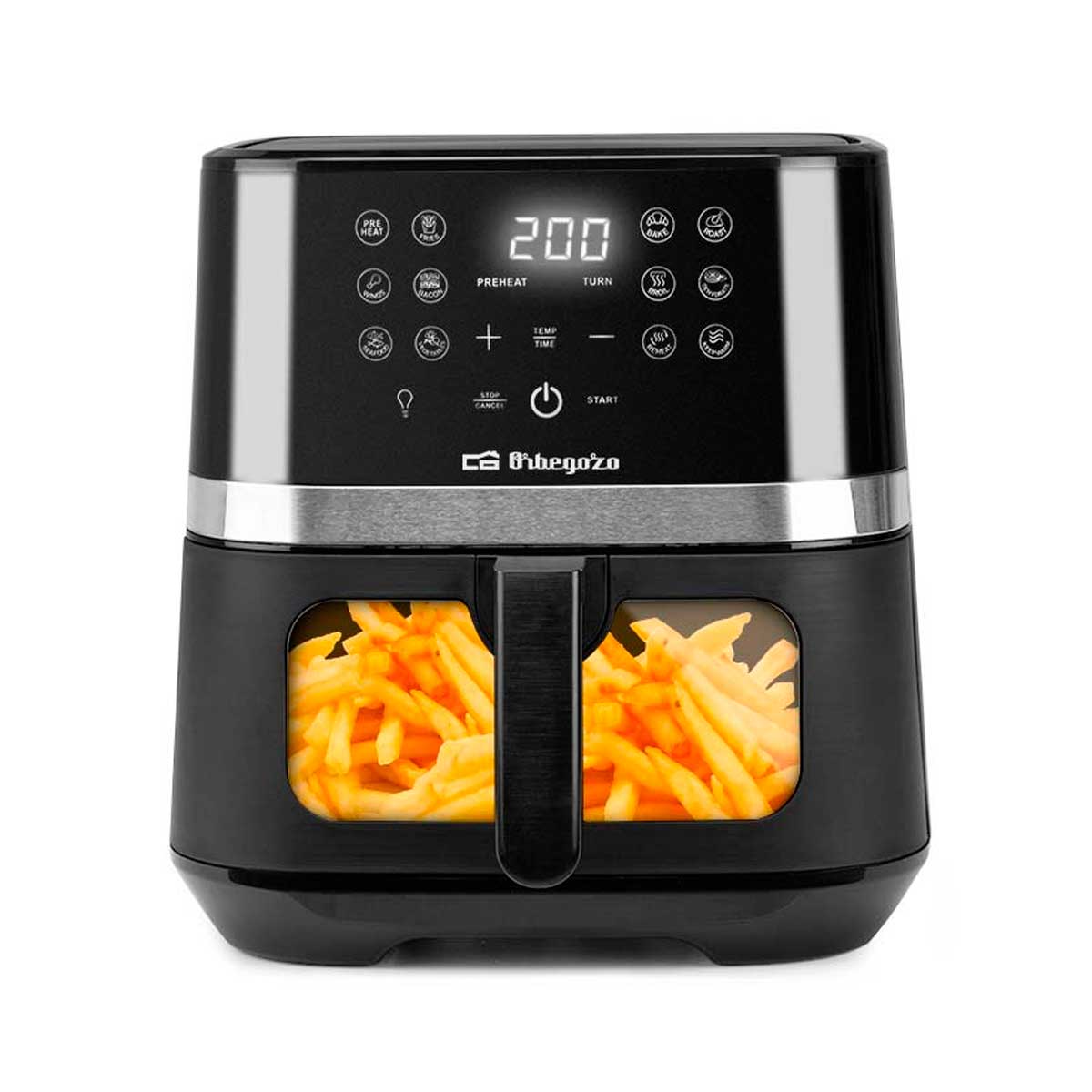 Freidora de aire Orbegozo FDR 68 1800W 6,5L diseño con ventana negro