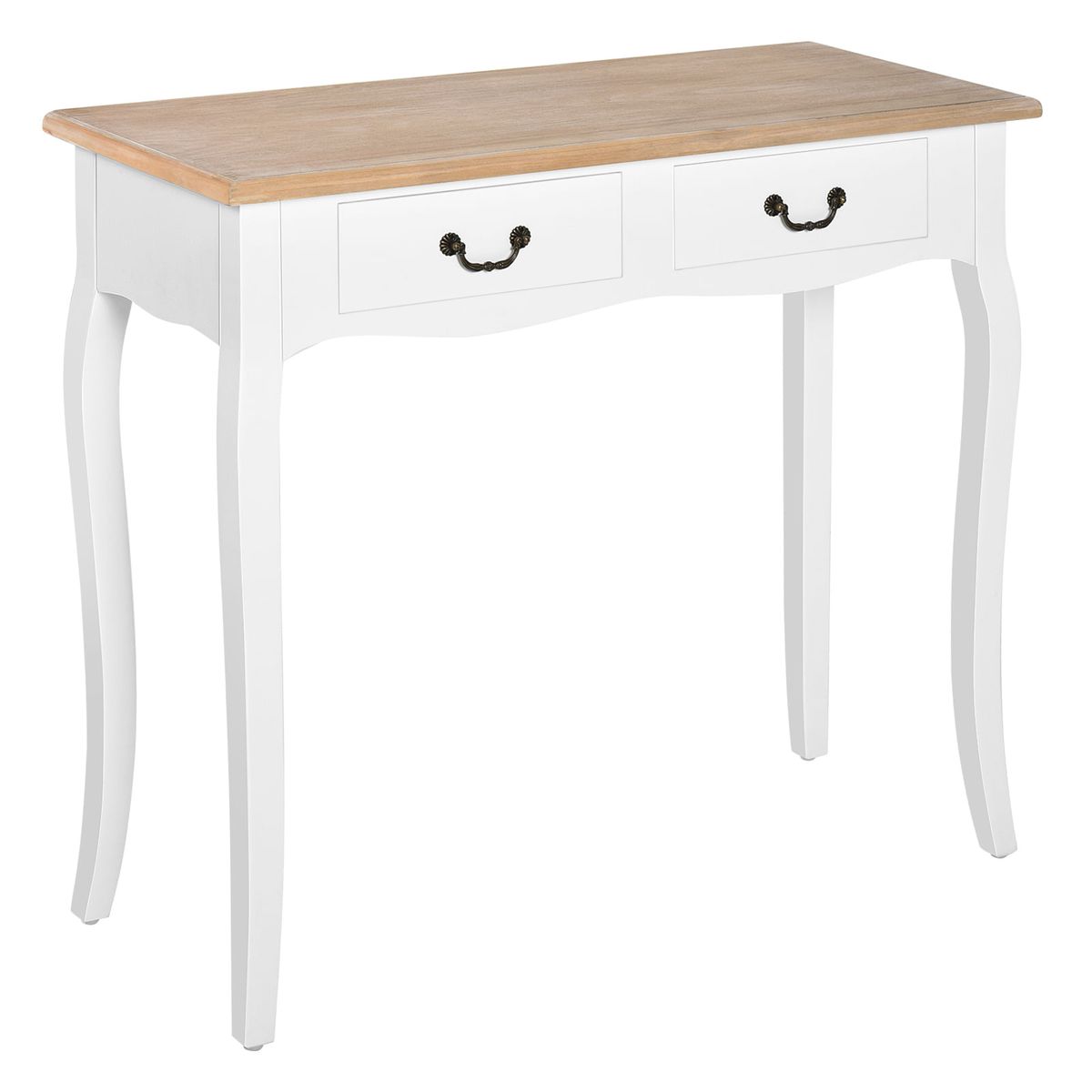 Recibidor October Homcom 2 cajones madera de pino blanco 78,5x87x34 cm