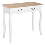 Recibidor October Homcom 2 cajones madera de pino blanco 78,5x87x34 cm