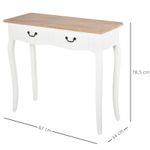 Recibidor October Homcom 2 cajones madera de pino blanco 78,5x87x34 cm