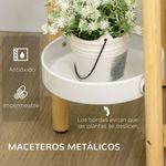 Soporte para plantas Outsunny 4 estantes bambú natural/blanco Ø28x80 cm