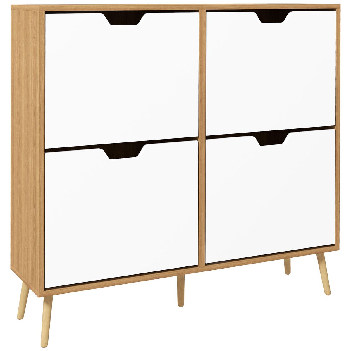 Zapatero Timbba Homcom 4 cajones abatibles blanco/natural 95x95x26 cm