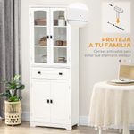 Aparador Hojar Homcom 2 armarios + cajón blanco 160x60x30 cm