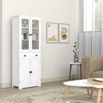 Aparador Hojar Homcom 2 armarios + cajón blanco 160x60x30 cm