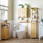 Estantería de baño Kaleh Kleankin 3 estantes + armario natural 173x34x30 cm
