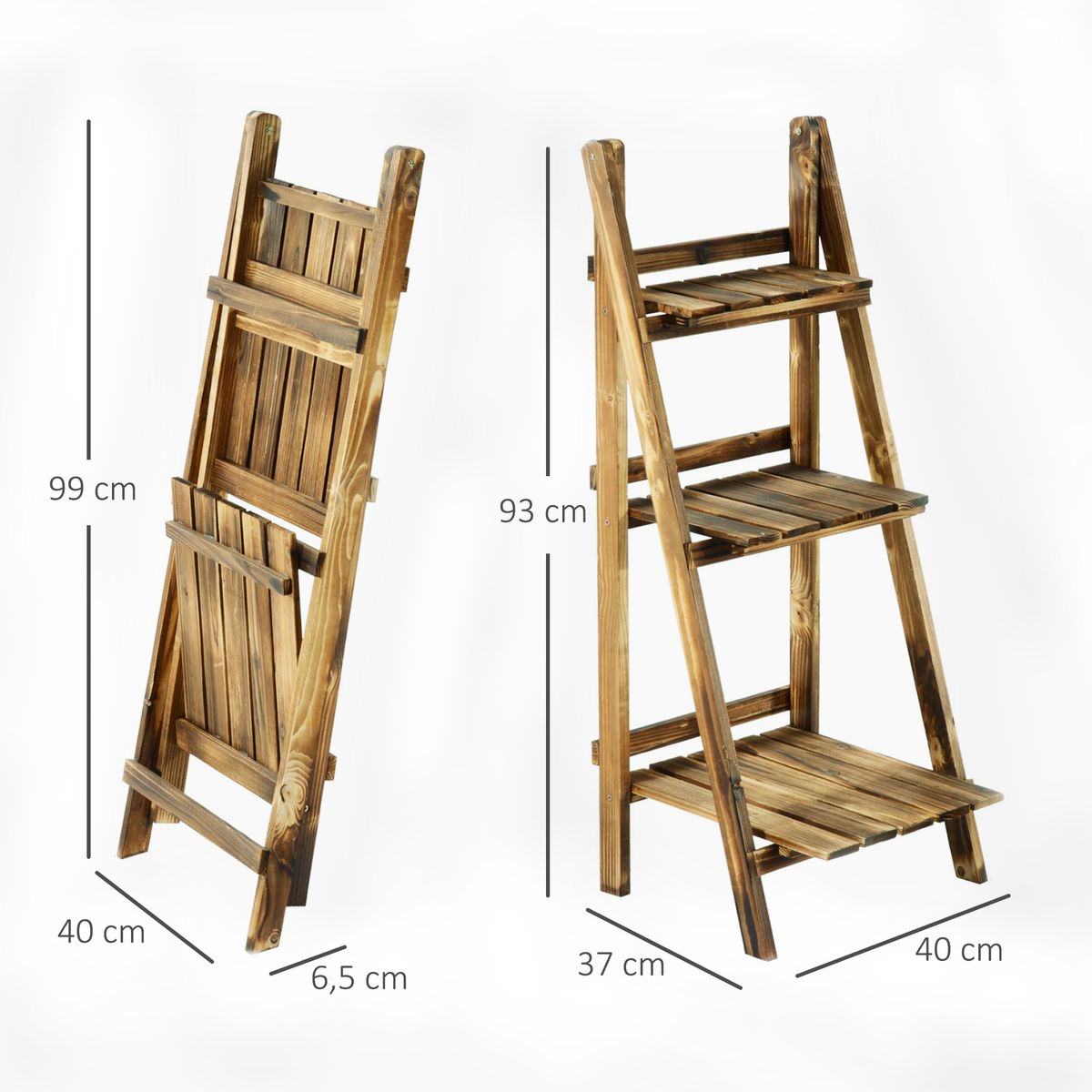 Soporte para plantas Outsunny 3 niveles natural 93x40x37 cm