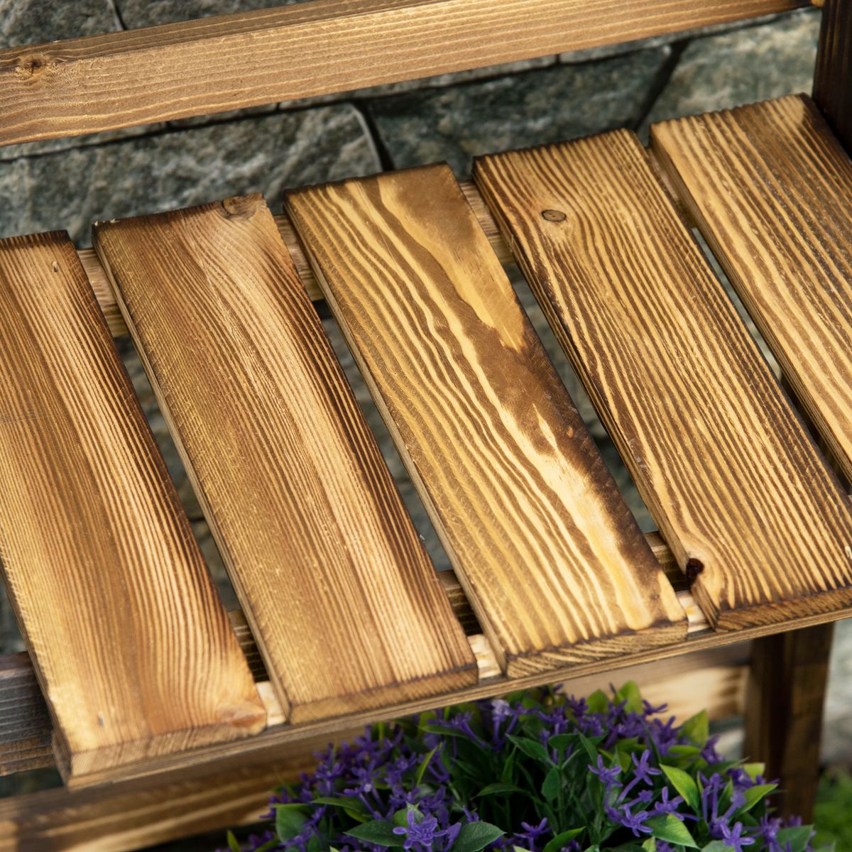 Soporte para plantas Outsunny 3 niveles natural 93x40x37 cm