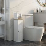 Mueble auxiliar Kleankin portarrollos con armario blanco 80x18x20 cm