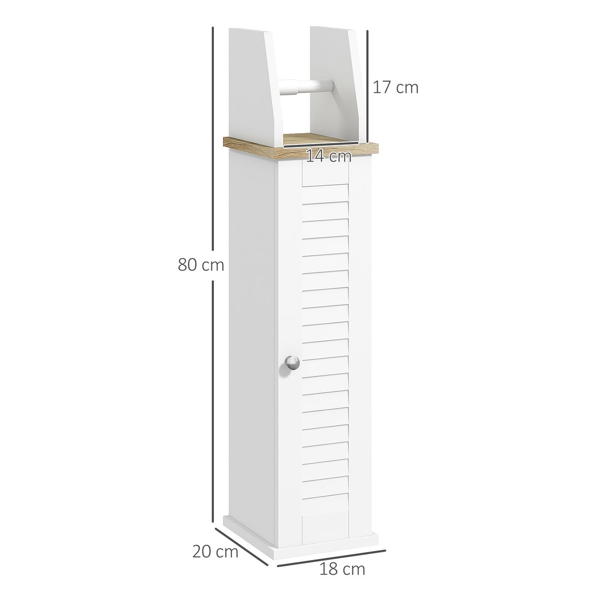 Mueble auxiliar Kleankin portarrollos con armario blanco 80x18x20 cm