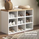 Recibidor Holeo Homcom perchero + banco zapatero blanco/natural