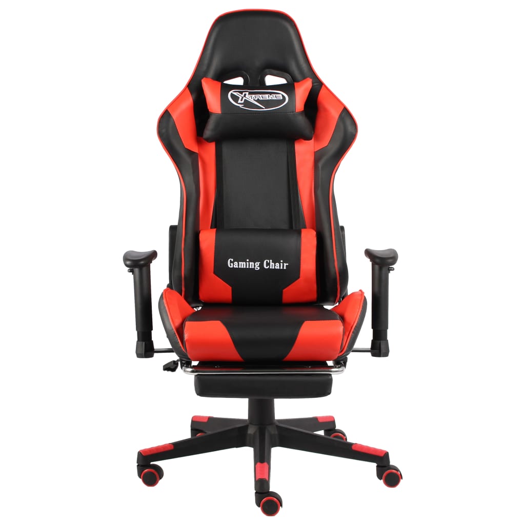 Silla gaming Elite altura ajustable con reposapiés rojo 123-133x68x69 cm