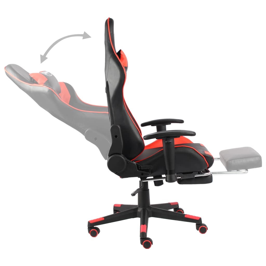 Silla gaming Elite altura ajustable con reposapiés rojo 123-133x68x69 cm