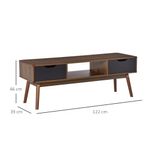 Mueble de TV Isseo Homcom 2 cajones + compartimentos abierto marrón/negro 46x122x39 cm