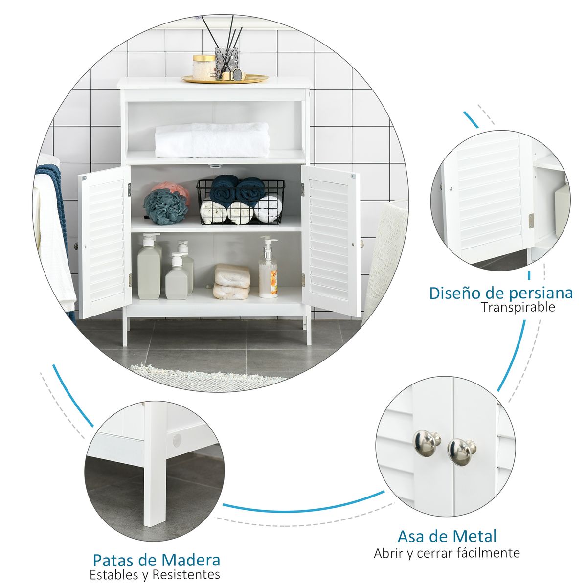 Mueble auxiliar Niebla Kleankin armario + estante blanco 81,6x60x30 cm
