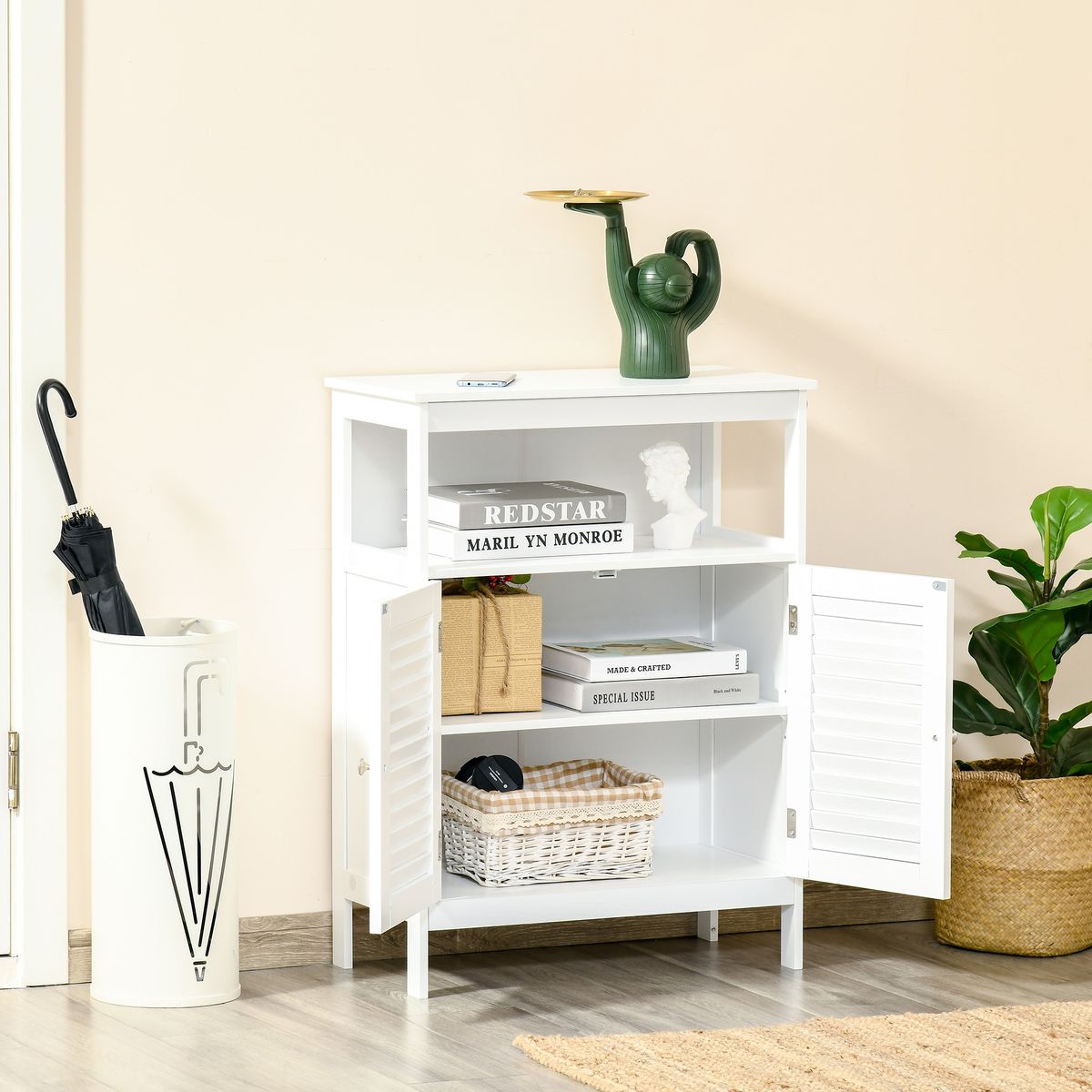 Mueble auxiliar Niebla Kleankin armario + estante blanco 81,6x60x30 cm