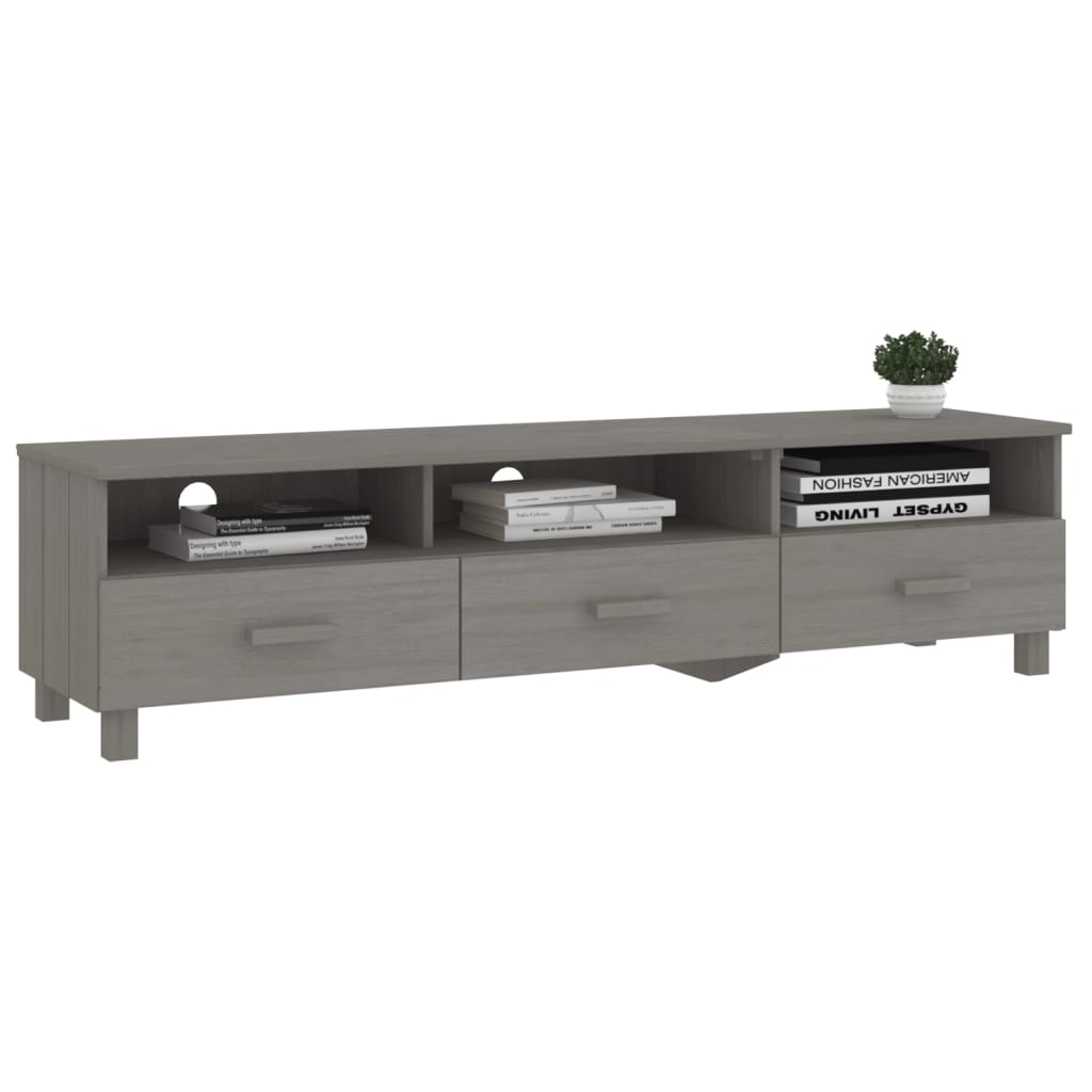 Mueble de TV Hamar 3 cajones + 3 compartimentos madera gris claro 40x158x40 cm