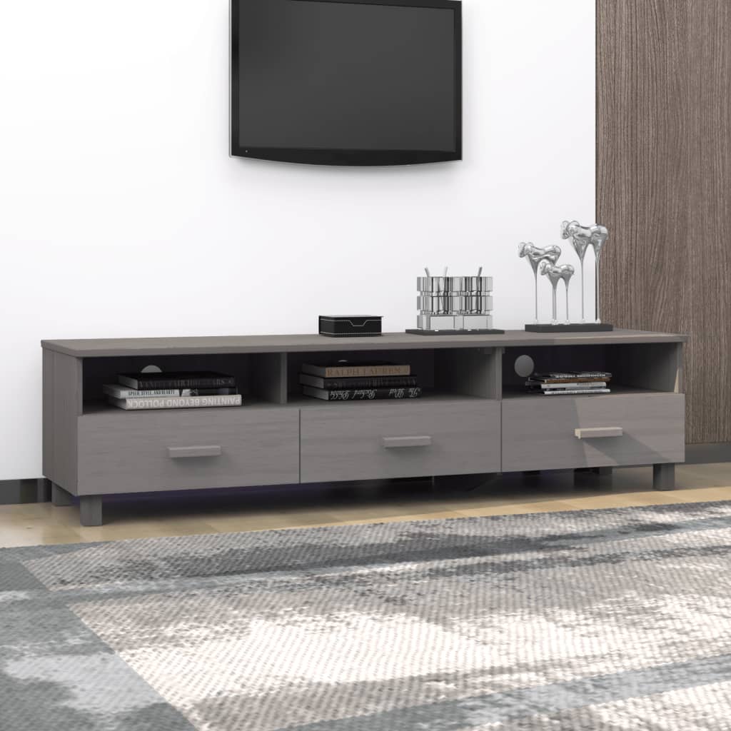 Mueble de TV Hamar 3 cajones + 3 compartimentos madera gris claro 40x158x40 cm