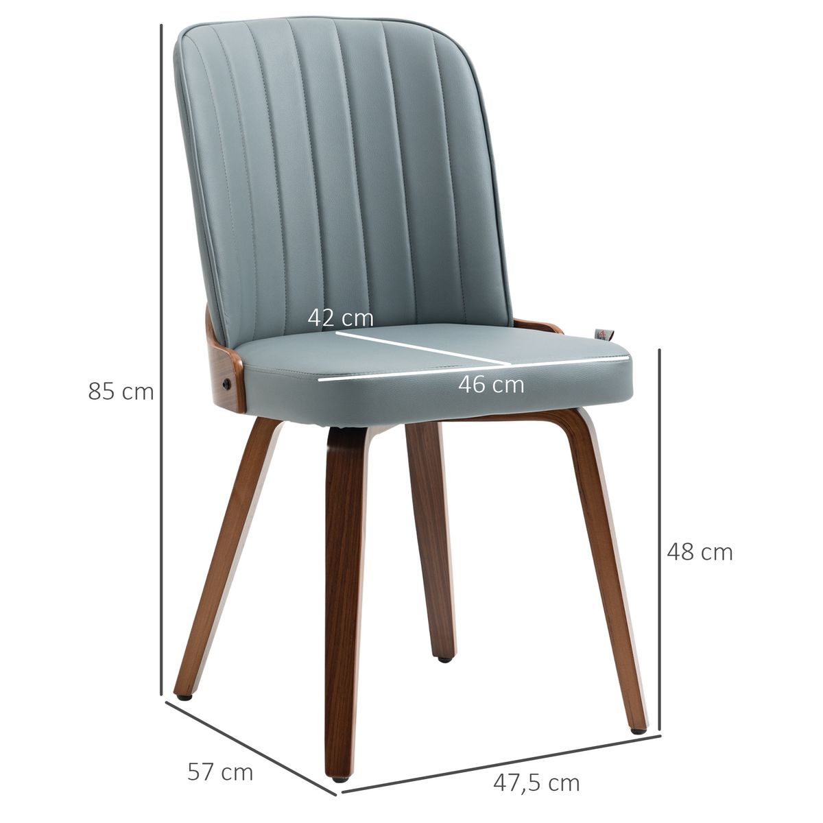 Pack de 2 sillas de comedor Barranda Homcom cuero PU gris 85x47,5x57 cm 3