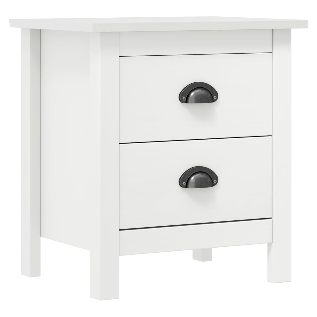 Mesita de noche Hill 2 cajones madera maciza de pino blanco 49,5x46x35 cm 2