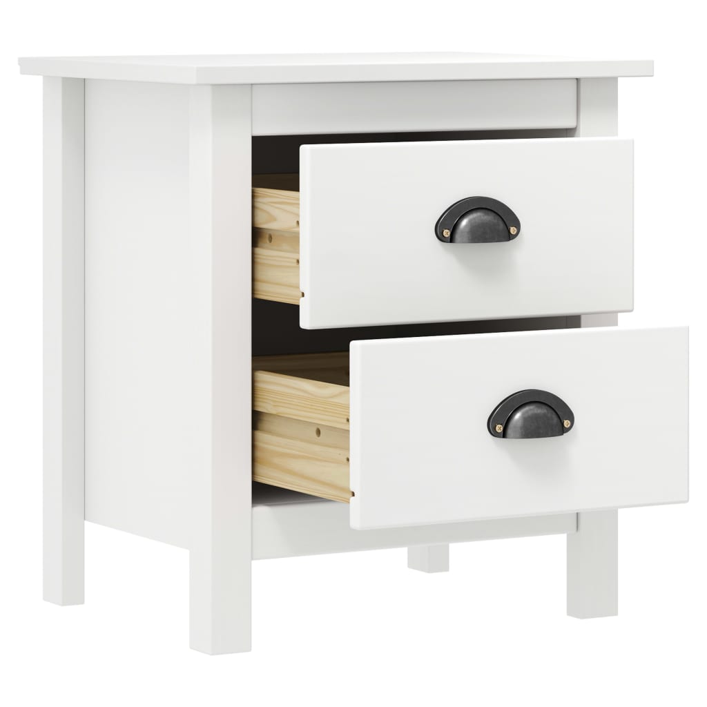 Mesita de noche Hill 2 cajones madera maciza de pino blanco 49,5x46x35 cm 3