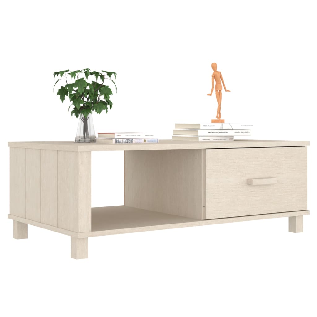 Mesa de centro Hamar cajón + compartimento madera marrón claro 35x100x55 cm