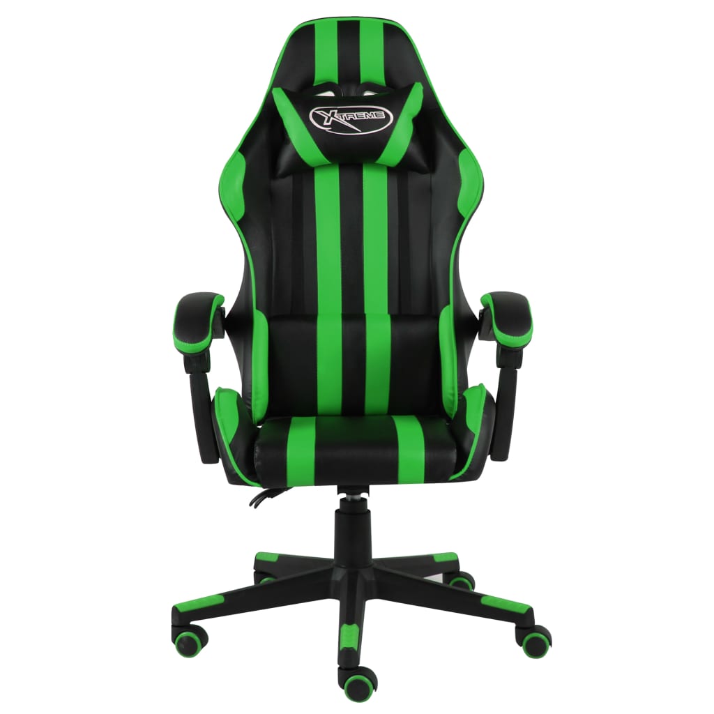 Silla gaming Louren altura regulable con reposacabezas negro/verde 115-160x62x69 cm