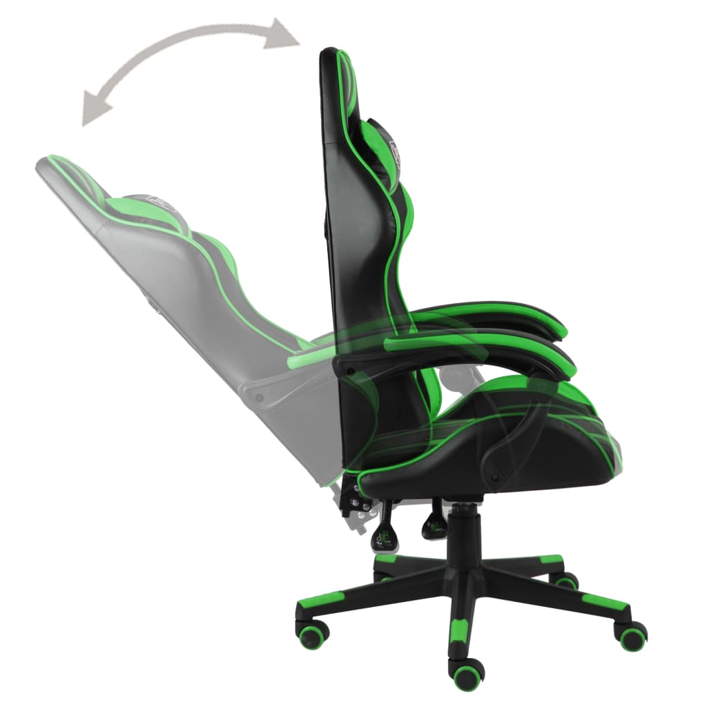 Silla gaming Louren altura regulable con reposacabezas negro/verde 115-160x62x69 cm