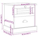 Mesita de noche Vigo 2 cajones natural 42x42x35 cm medidas