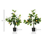 Pack de 2 árboles decorativos naranjo y limonero 60 cm