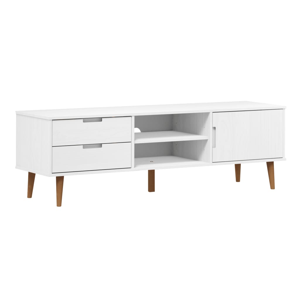 Mueble bajo de TV Molde 2 cajones + 1 puerta blanco 49x158x40 cm 2