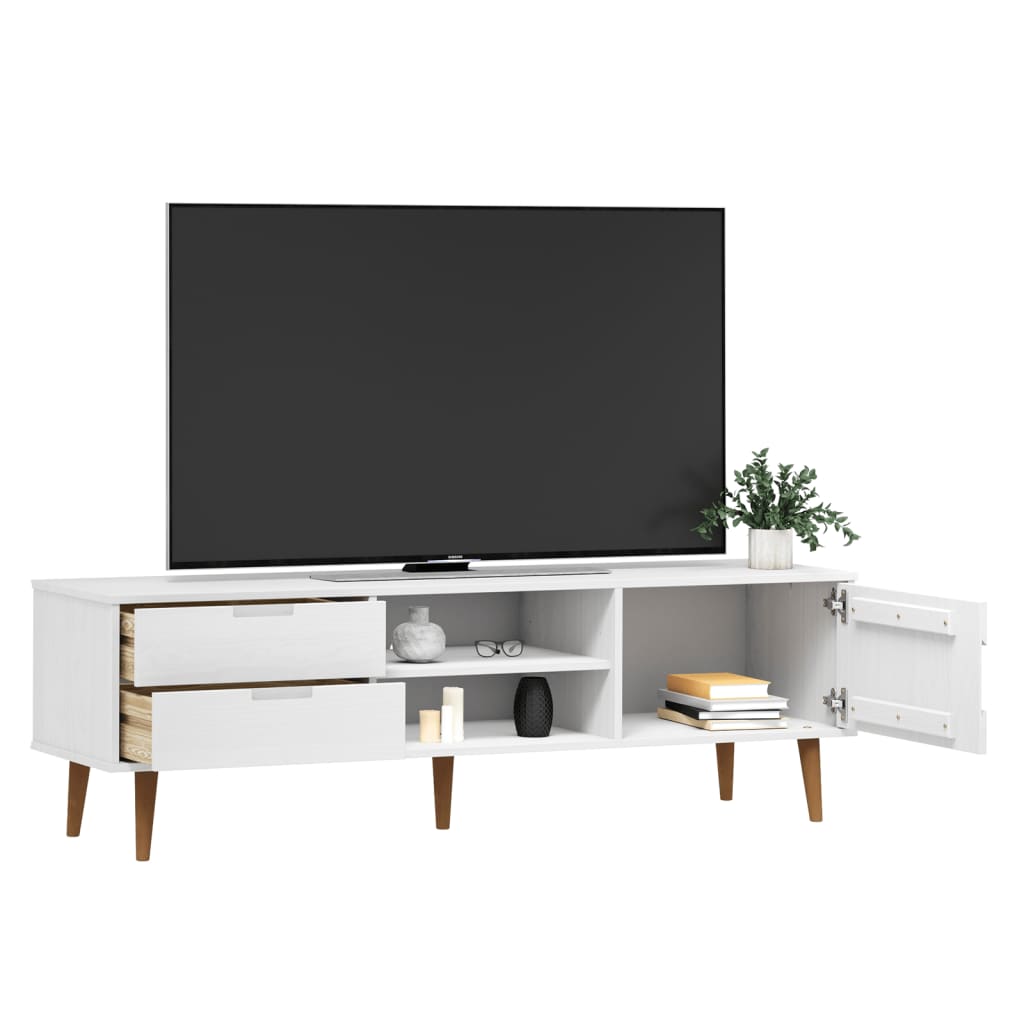 Mueble bajo de TV Molde 2 cajones + 1 puerta blanco 49x158x40 cm 3