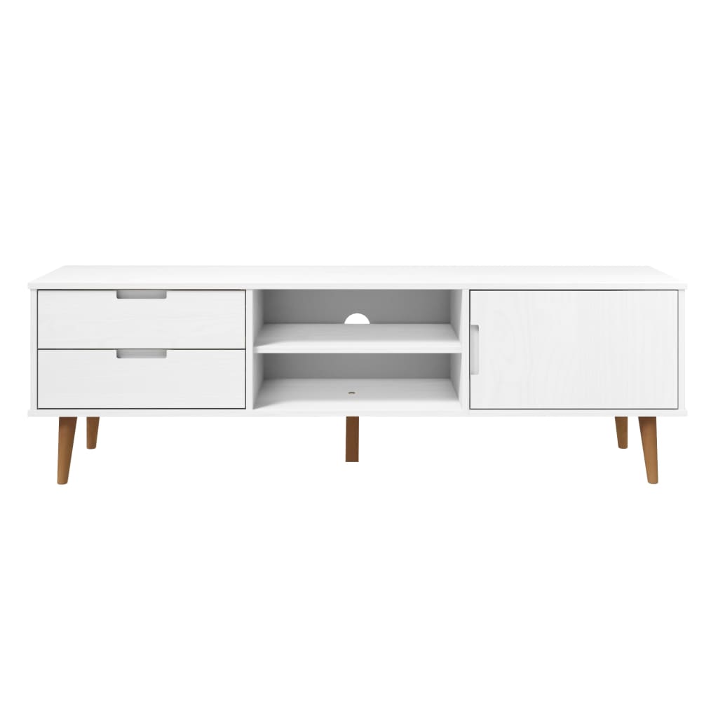 Mueble bajo de TV Molde 2 cajones + 1 puerta blanco 49x158x40 cm 4