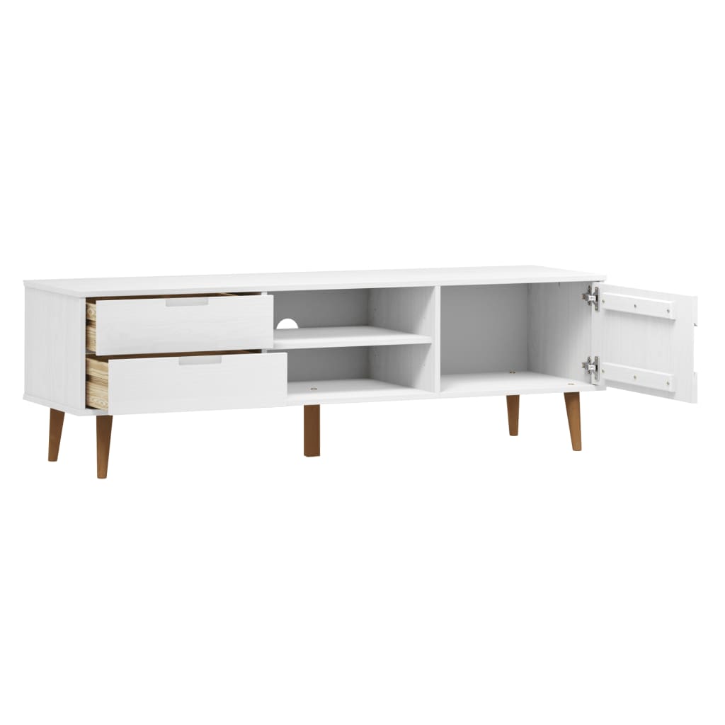 Mueble bajo de TV Molde 2 cajones + 1 puerta blanco 49x158x40 cm 5