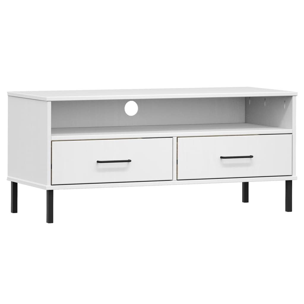 Mueble de TV Oslo 2 cajones + compartimento madera de pino blanco 46,5x106x40 cm