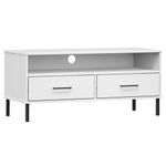 Mueble de TV Oslo 2 cajones + compartimento madera de pino blanco 46,5x106x40 cm