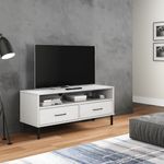 Mueble de TV Oslo 2 cajones + compartimento madera de pino blanco 46,5x106x40 cm
