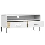 Mueble de TV Oslo 2 cajones + compartimento madera de pino blanco 46,5x106x40 cm